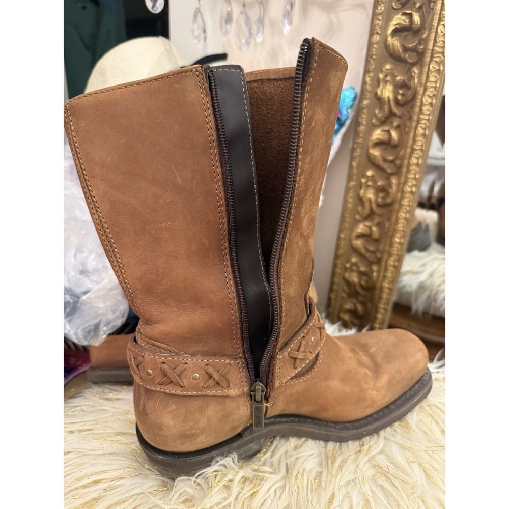 Harley-Davidson W Auburn Harness Brown Leather Stud Zippered Motorcycle Boot 8 - Picture 16 of 16